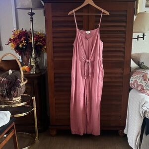 Women’s Loft Linen Pink Sleeveless Jumpsuit size L